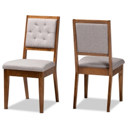 Baxton Studio Gideon Modern and Contemporary Grey Fabric Upholstered and Walnut Brown Finished Wood 2-Piece Dining Chair Set